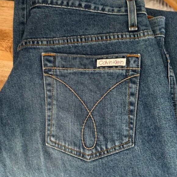 Y2K Calvin Klein Mid Rise Loose Fit Straight Leg Stretch Jeans Size 14 - Picture 7 of 12